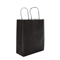 CABAS TENDANCE KRAFT NOIR 18+8X22 +POIGNEES