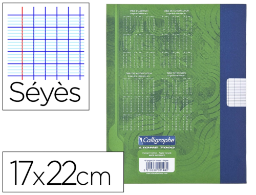 CAHIER CLAIREFONTAINE BROUILLON 96P 17X22CM SEYES COLORIS VERT