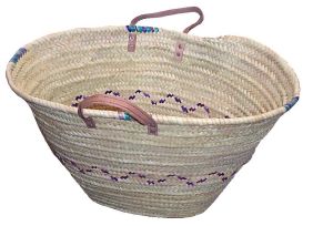 PANIER PALMITA PALMIER BI-COLOR 65X30X35 + POIGNEES CUIR (1)