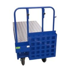 CHARIOT METAL BLEU 1200X600 PLATEAU HAUT  - BOITE  A SACS 19X19X11CM