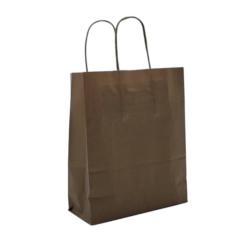 CABAS TENDANCE KRAFT CHOCO. 18+8X22 +POIGNEES