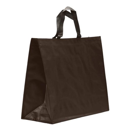 CABAS POLYPROPYLENE TISSE CHOCOLAT 42+19X35CM