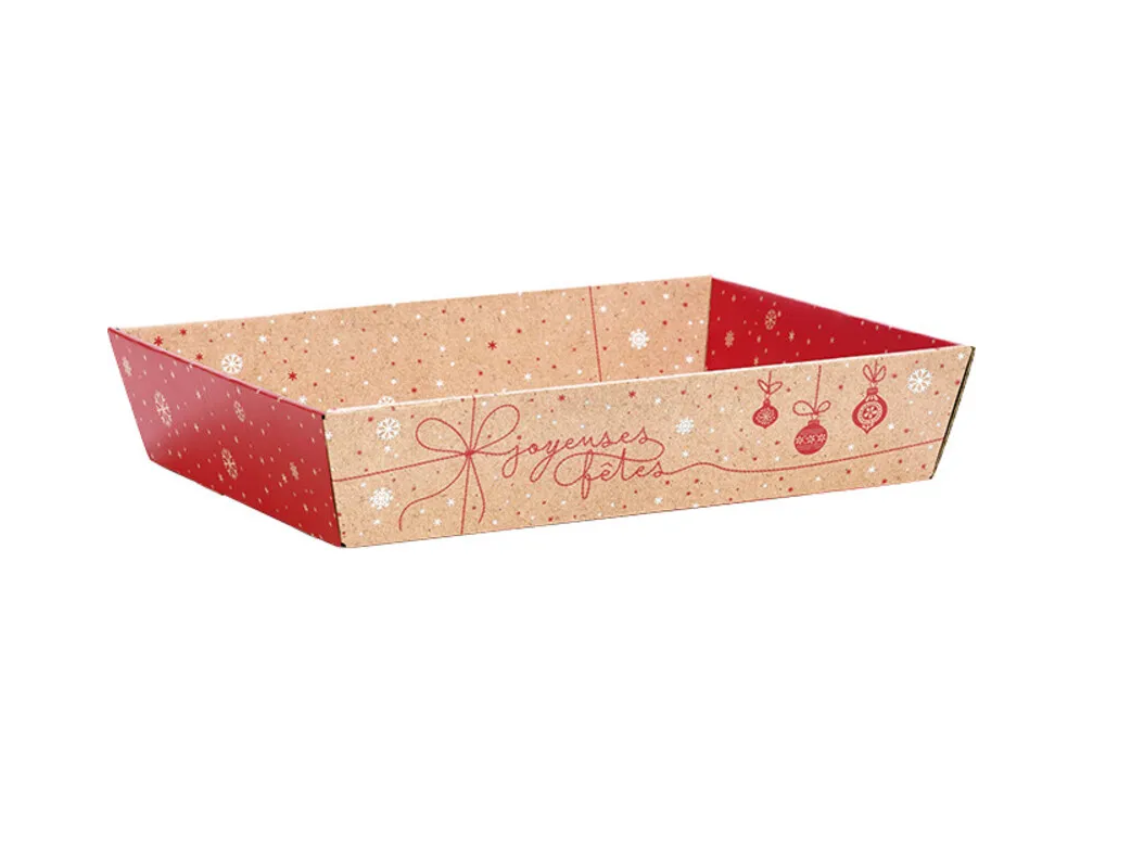 CORBEILLE CARTON SURPRISE D'HIVER ROUGE/BLANC 34X21X7  (1)