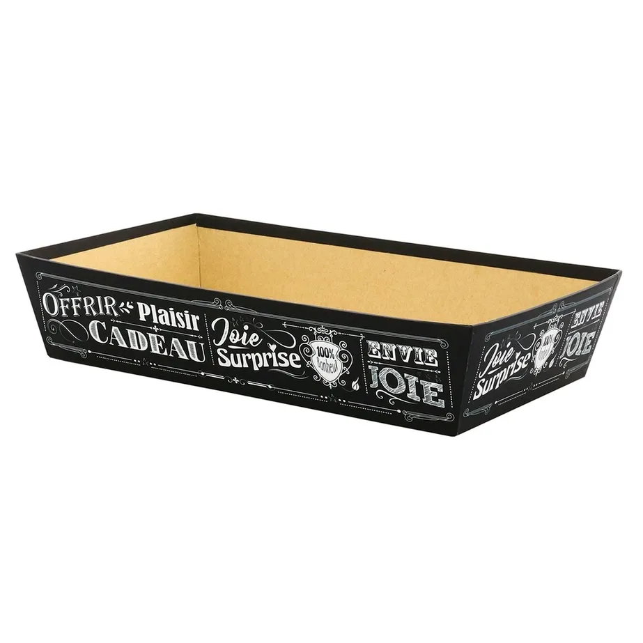 CORBEILLE CARTON VINTAGE NOIR 36X27X7 RECTANGLE (1)