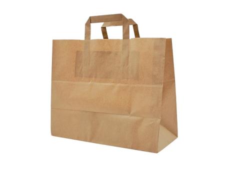 CABAS KRAFT TRAITEUR 32+17X27 POIGNEES PLATES