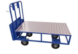 CHARIOT METAL BLEU 1200X600 PLATEAU HAUT  - BOITE  A SACS 19X19X11CM