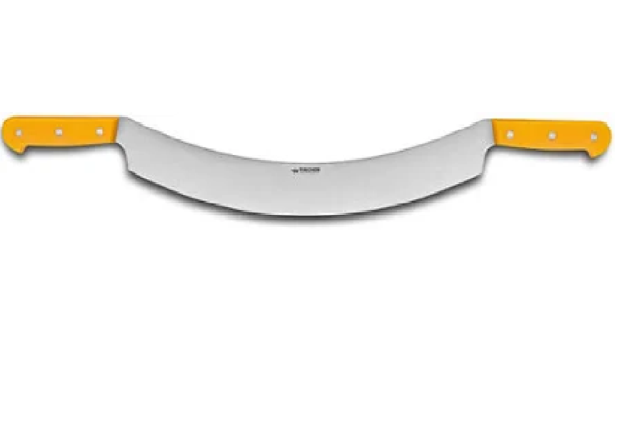 COUTEAU FROMAGE LAME COURBEE JAUNE 35CM 2 MANCHES(1)