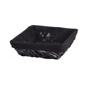 CORBEILLE OSIER/TISSU NOIR 30X30X10 CM CARRE (1)