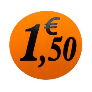 ETIQUETTE 1,50€ ADHESIVE D36MM (500)