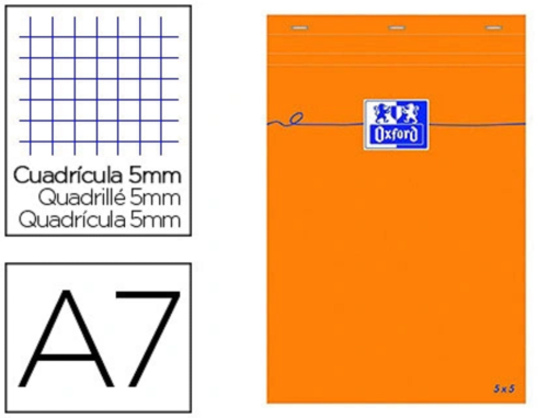 BLOC OXFORD A7 74X105 QUADRILL 5X5