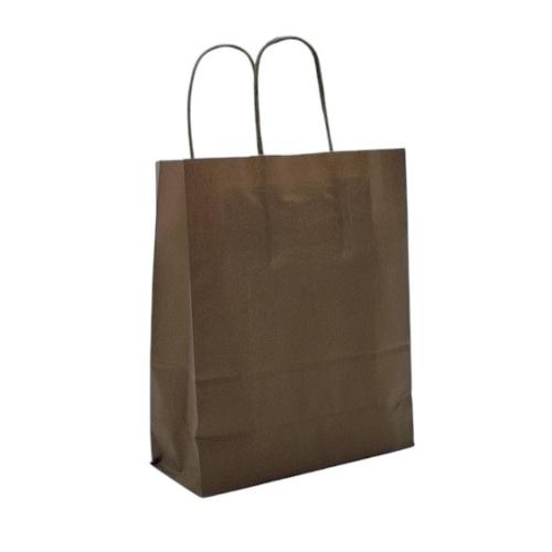 CABAS TENDANCE KRAFT CHOCO. 18+8X22 +POIGNEES