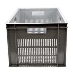 CAISSE PLASTIQUE GRISE 60L AJOUREE