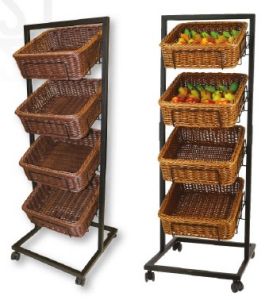 PRESENTOIR CHARENTE NOIR 49 X 49 X 134 CM + 4 CORBEILLES MARRONS (1)