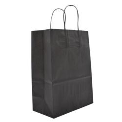 CABAS TENDANCE KRAFT NOIR 18+8X22 +POIGNEES